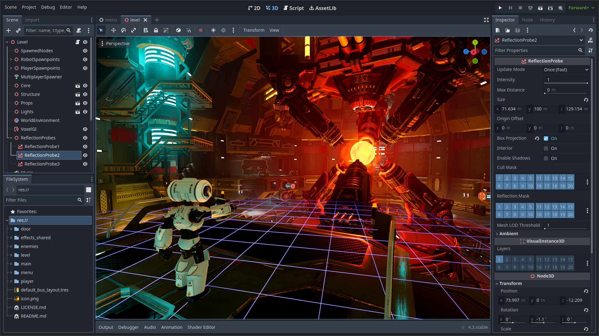 Screenshot of a 3D scene in Godot Engine