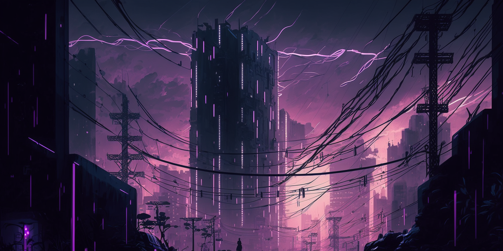 assets/cyberpunk_city_highrise_interconnected_wires_9a8a83.png